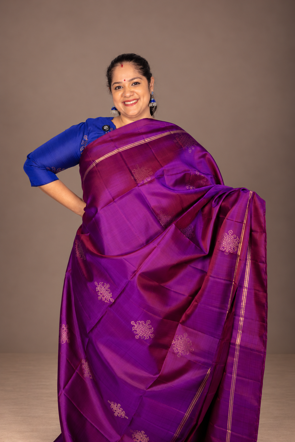 Signature Kolam Soft Silk- Cadbury Purple