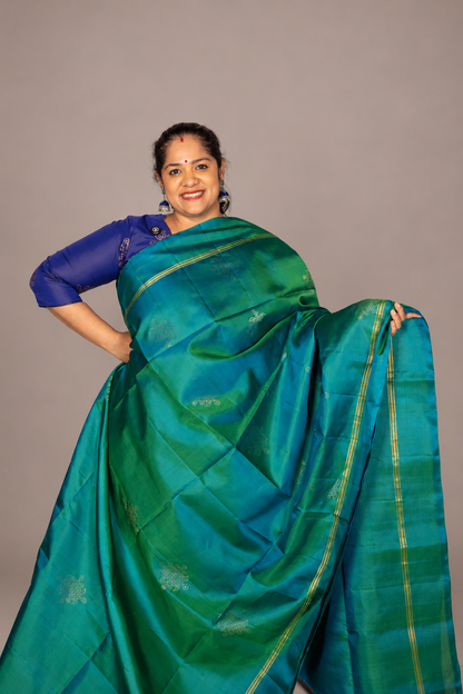 Signature Kolam Soft Silk- Mayilkazhuthu Green
