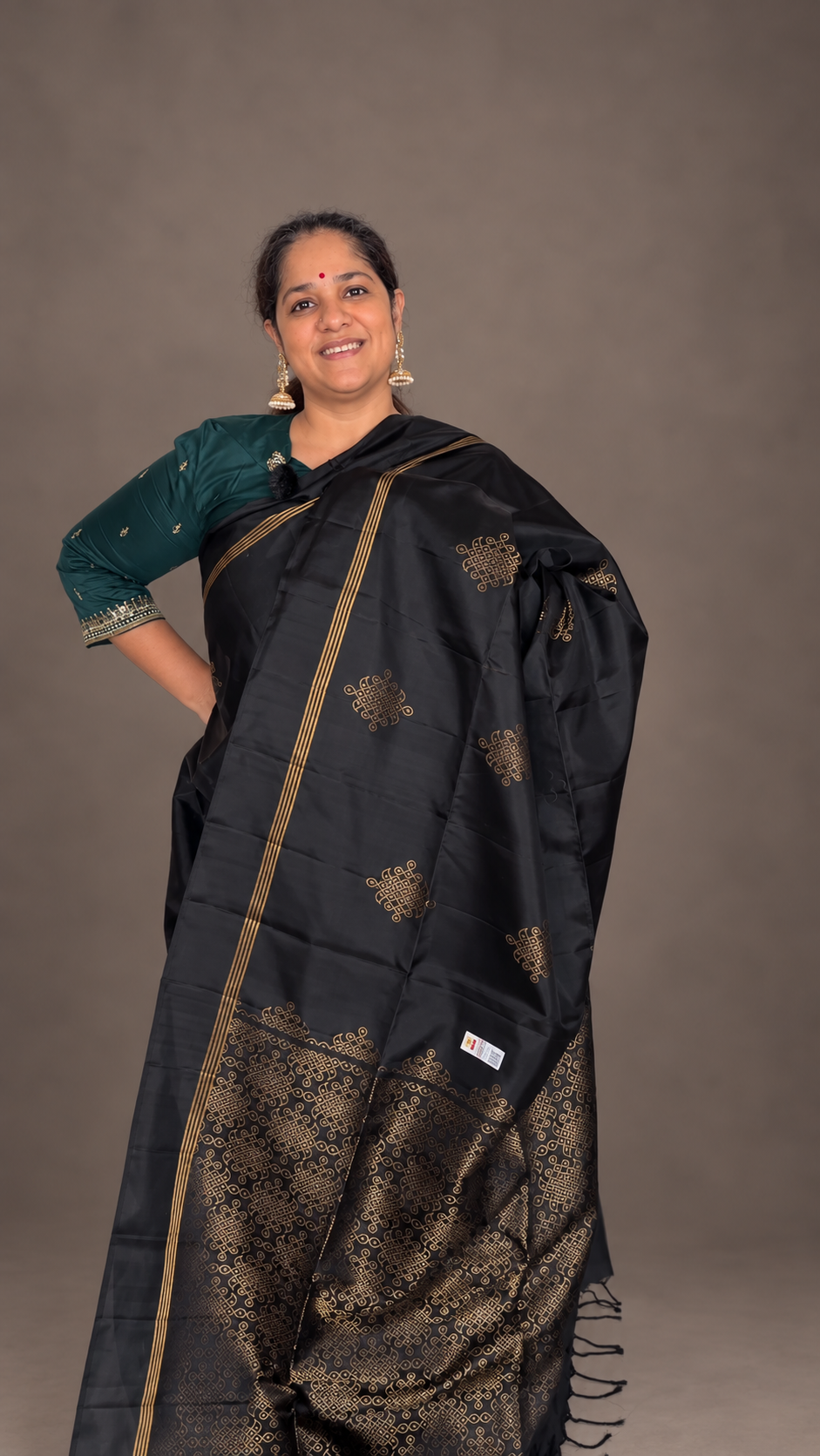 Signature Kolam Soft Silk- Black