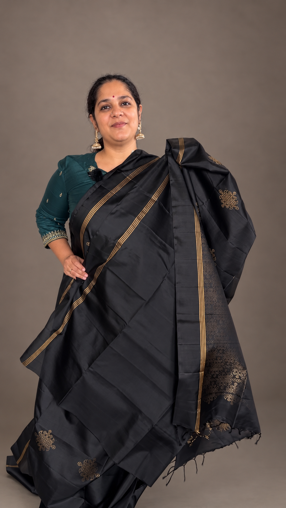 Signature Kolam Soft Silk- Black