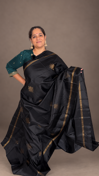 Signature Kolam Soft Silk- Black
