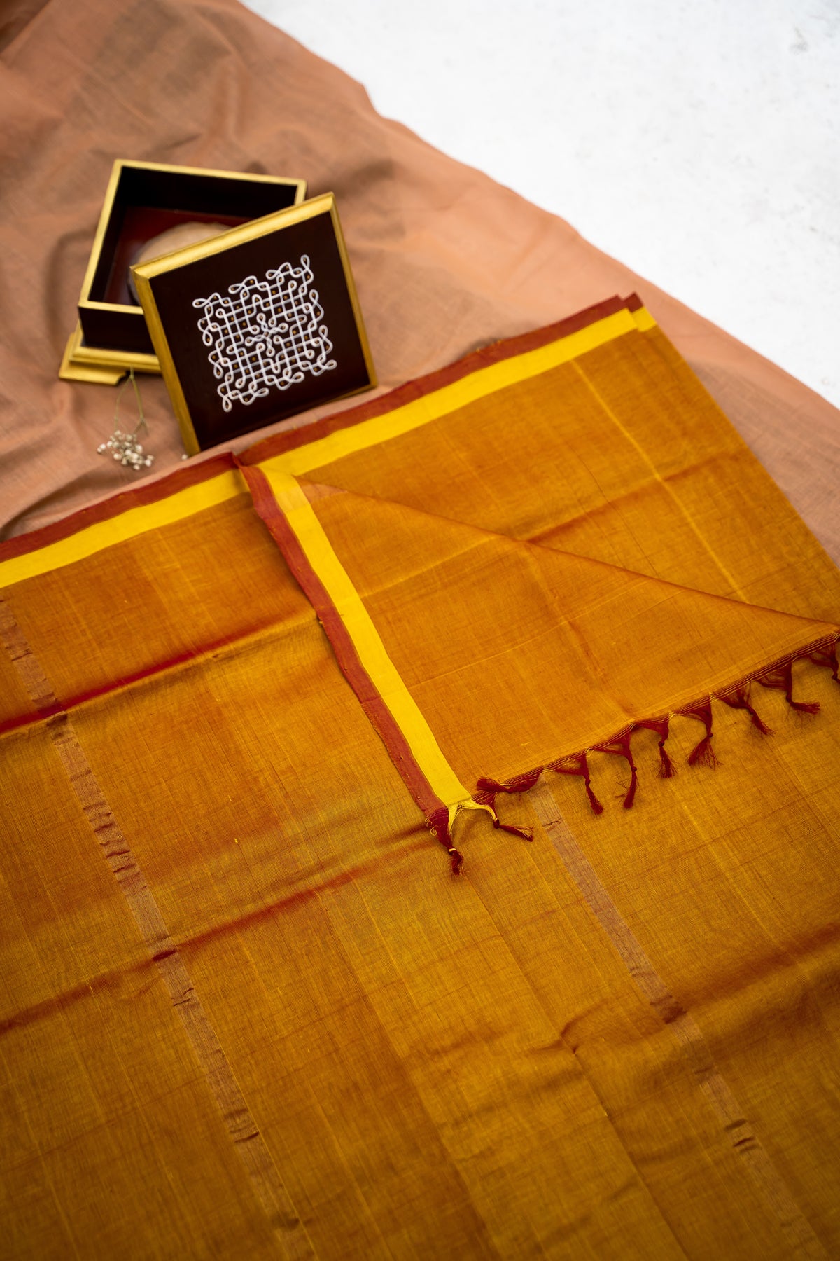 Golden plain silk cotton