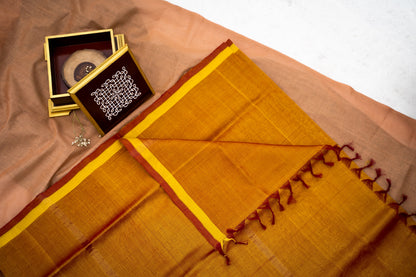 Golden plain silk cotton