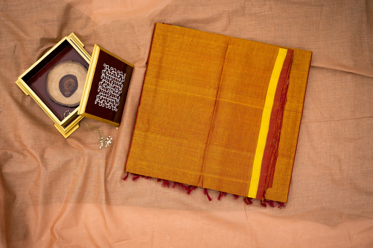 Golden plain silk cotton
