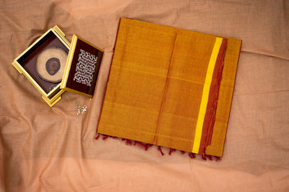 Golden plain silk cotton