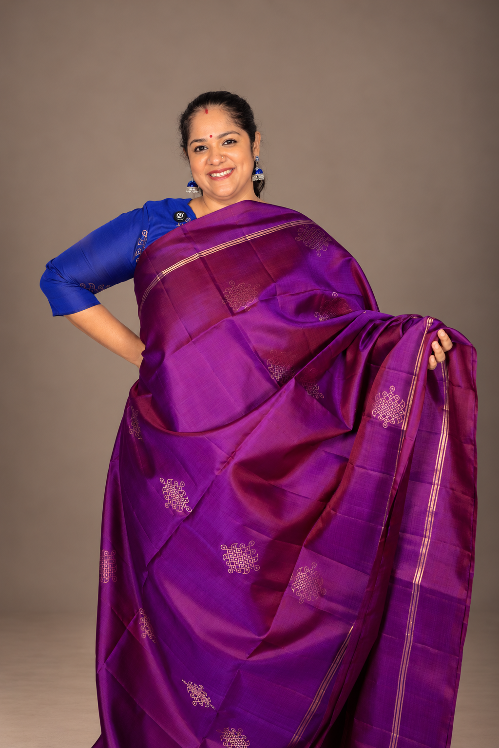 Signature Kolam Soft Silk- Cadbury Purple