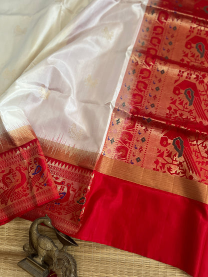 Half white with red - Meenakari work