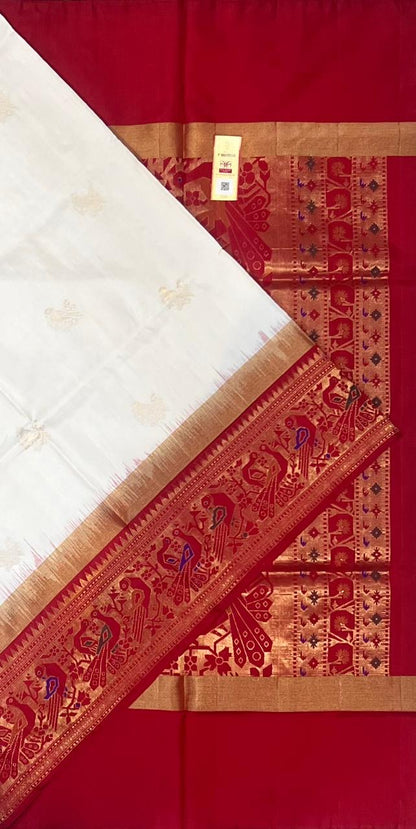 Half white with red - Meenakari work