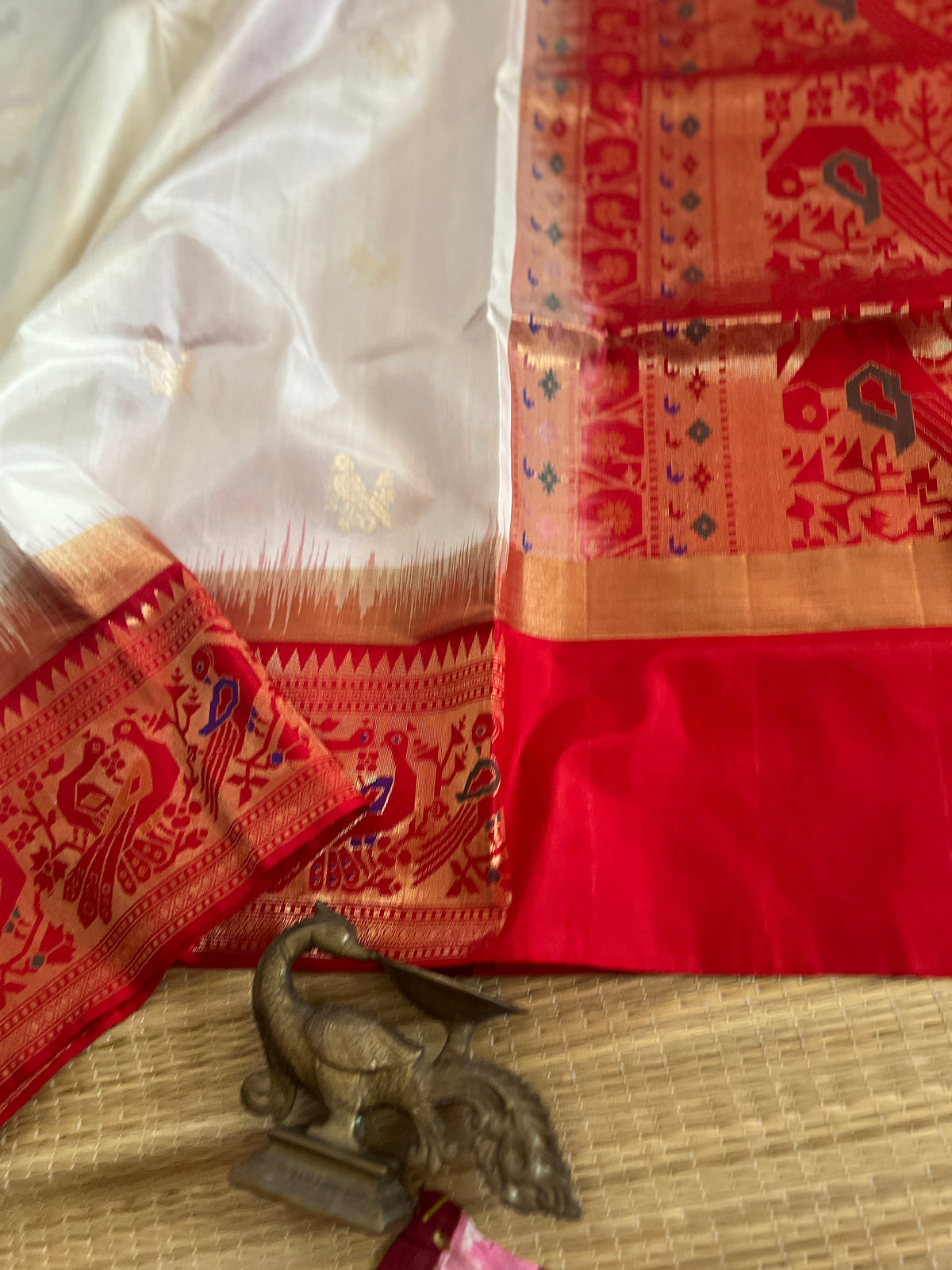 Half white with red - Meenakari work