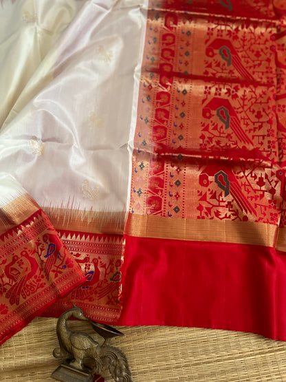 Half white with red - Meenakari work