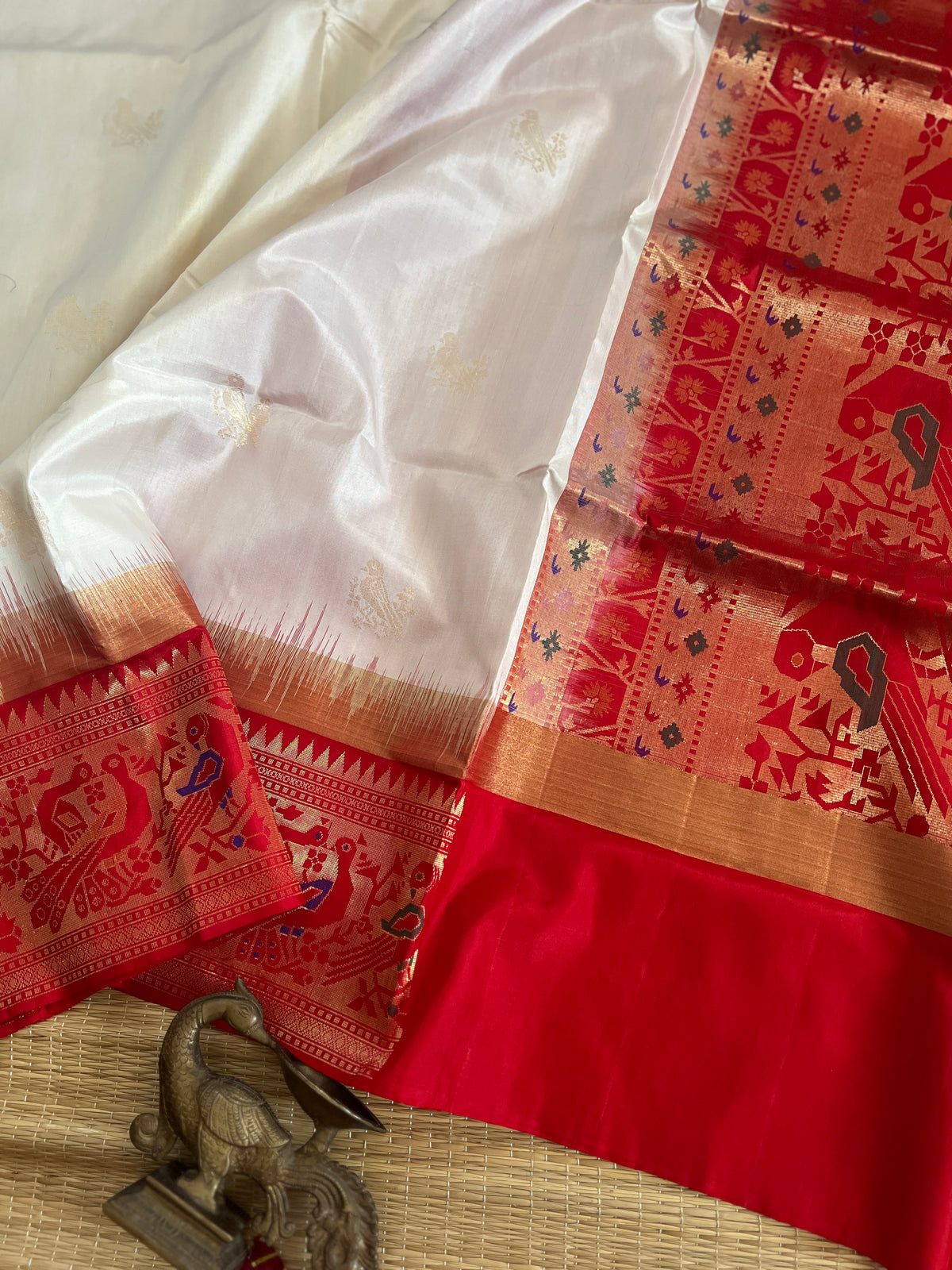 Half white with red - Meenakari work