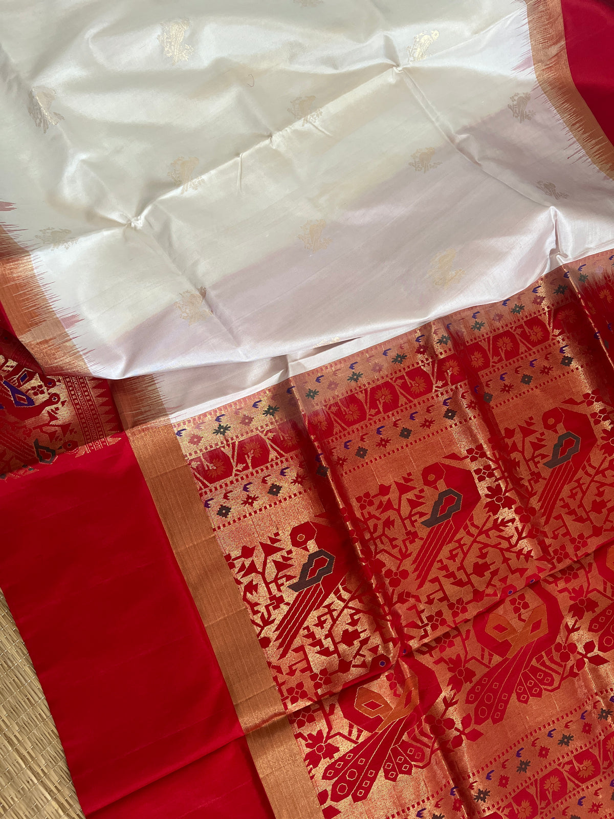 Half white with red - Meenakari work