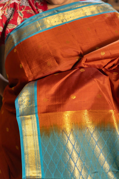 Rust orange with Sky blue colour small border