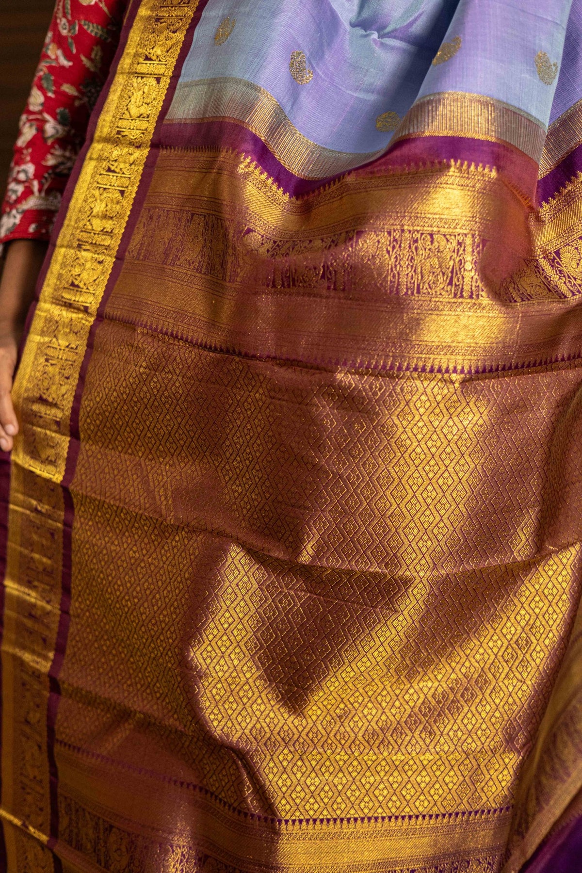 Lilac Silk Wine Colour Vintage Korvai border