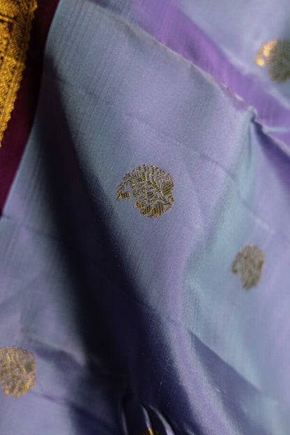 Lilac Silk Wine Colour Vintage Korvai border
