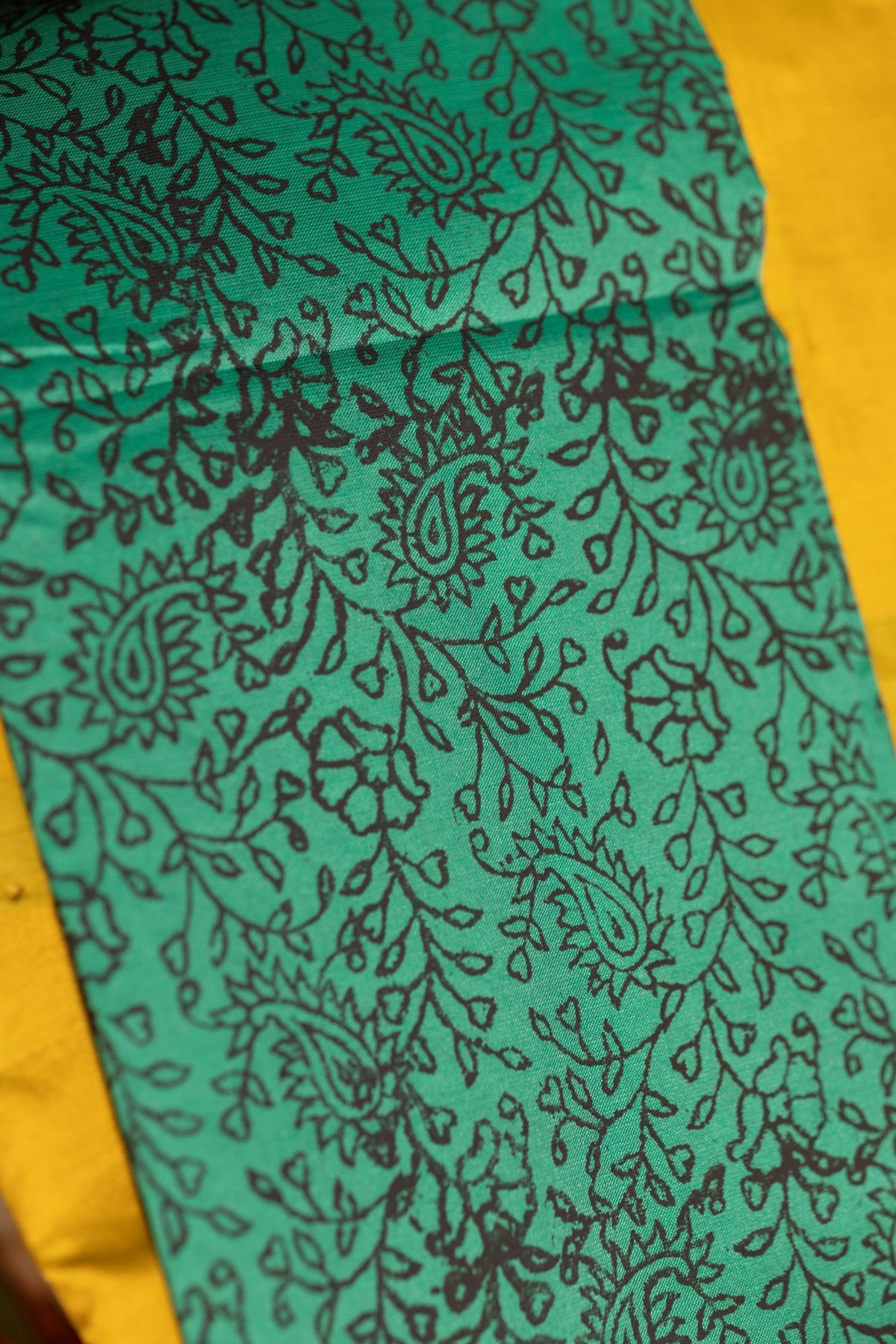 Cardamom Green Printed Semi Silk Cotton Saree with Peacock Motifs – Pairs with Rama Green Blouse