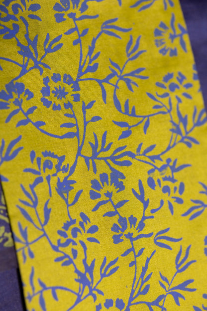 Navy Blue Printed Semi Silk Cotton Saree – Pairs with Pachai Green Blouse