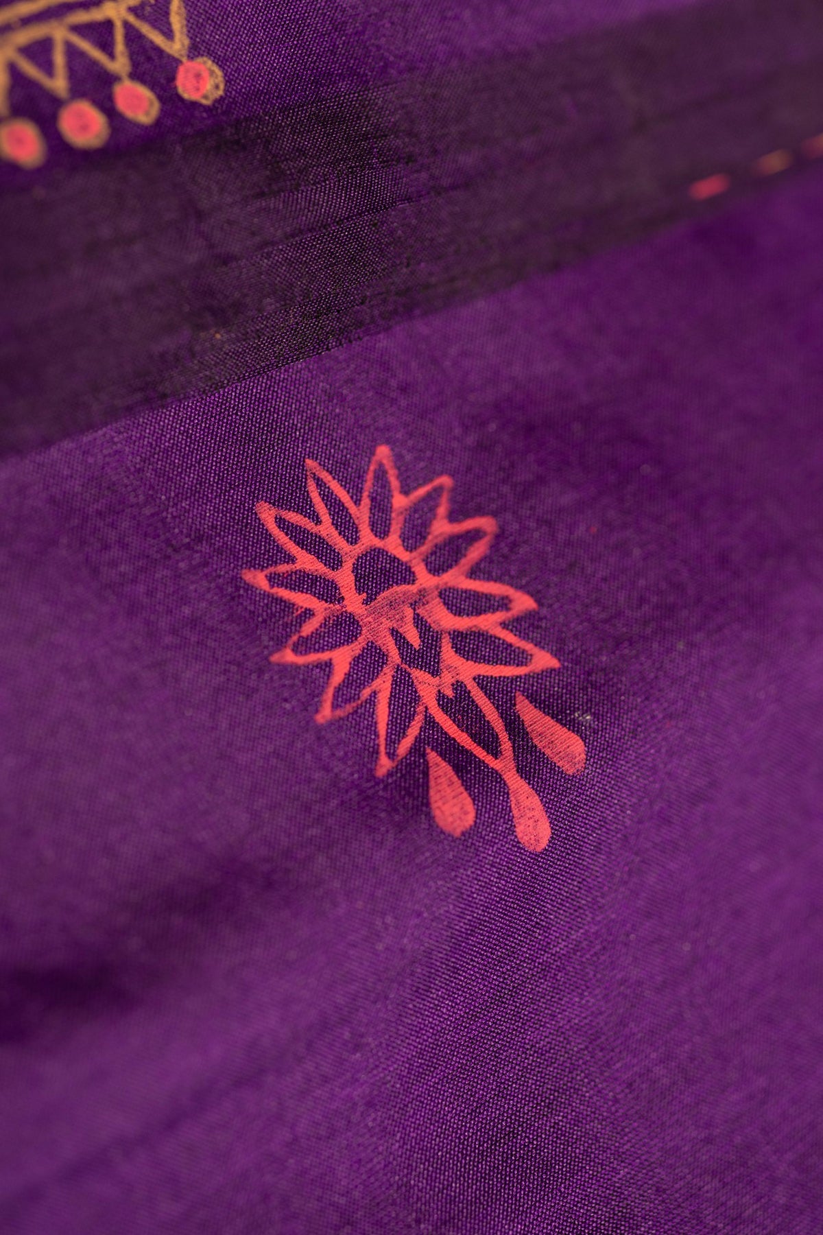 Violet Printed Semi Silk Cotton Saree – Pairs with Pink Blouse