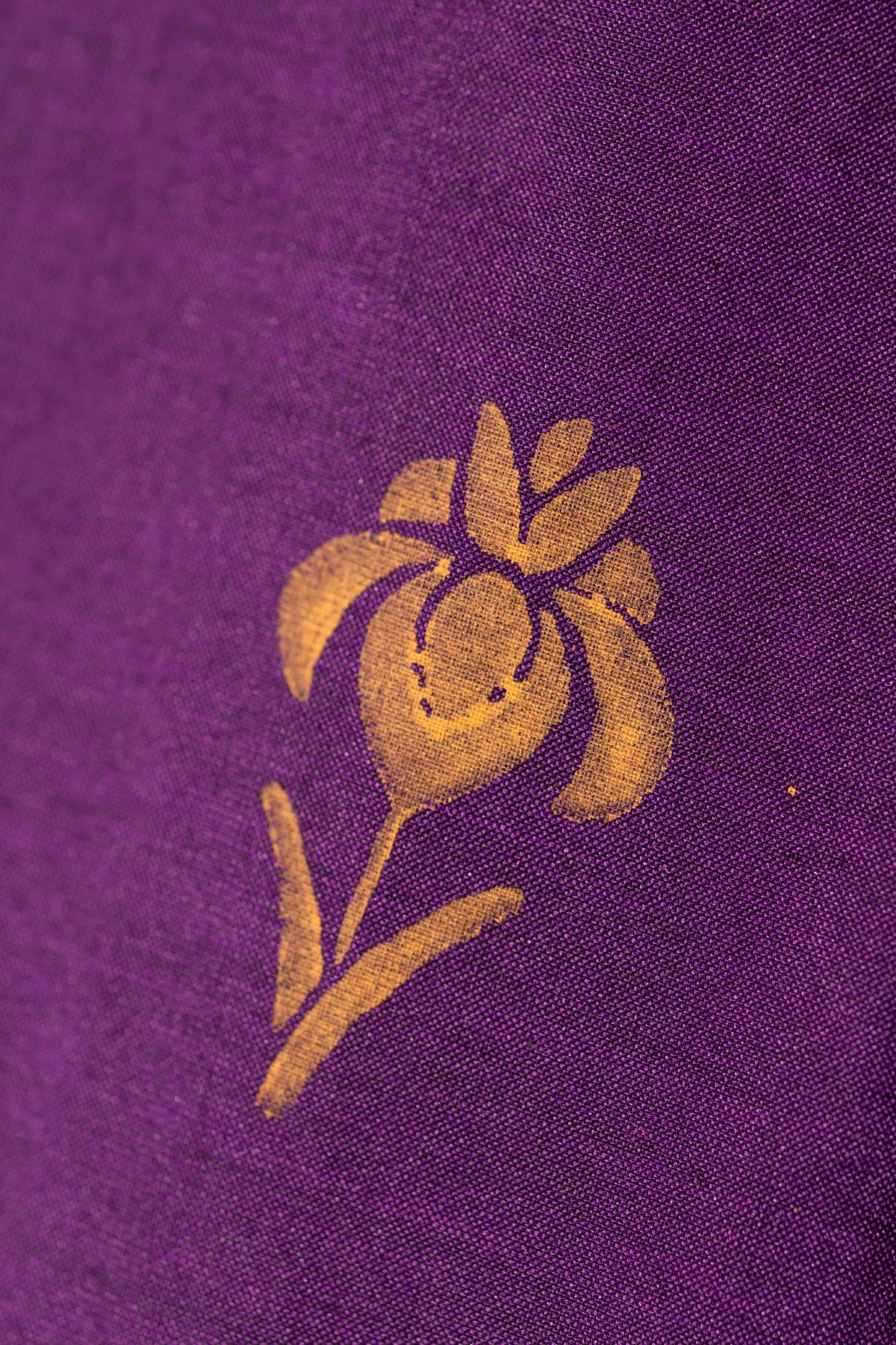Violet Printed Semi Silk Cotton Saree – Pairs with Pink Blouse