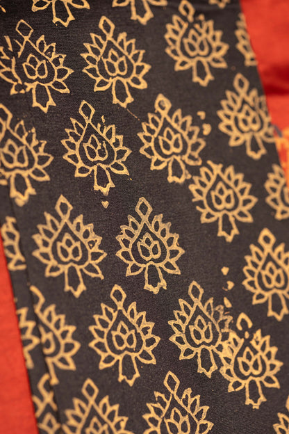 Maroon Printed Semi Silk Cotton Saree – Pairs with Black Blouse