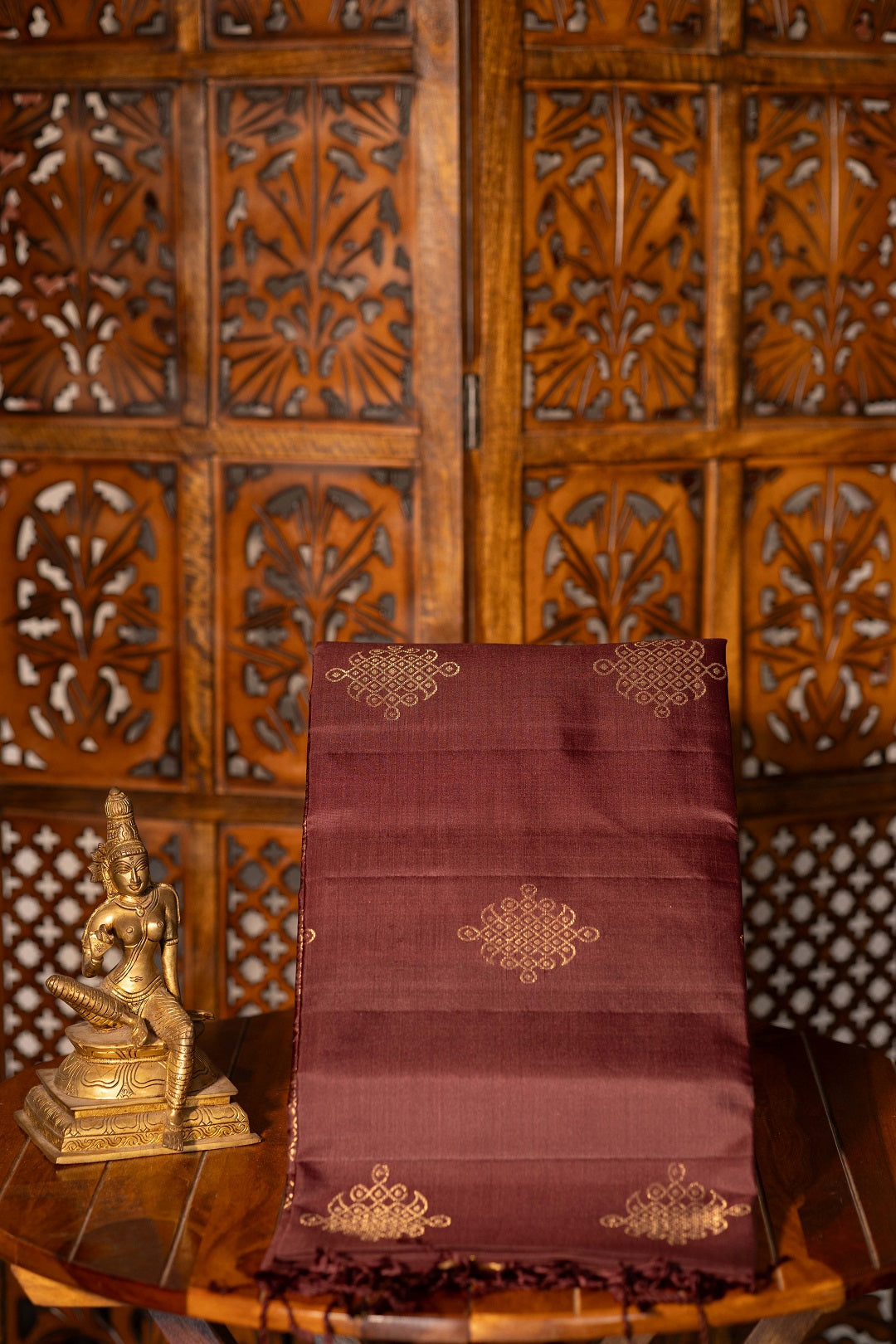 Signature Kolam Soft Silk- Coffee Brown