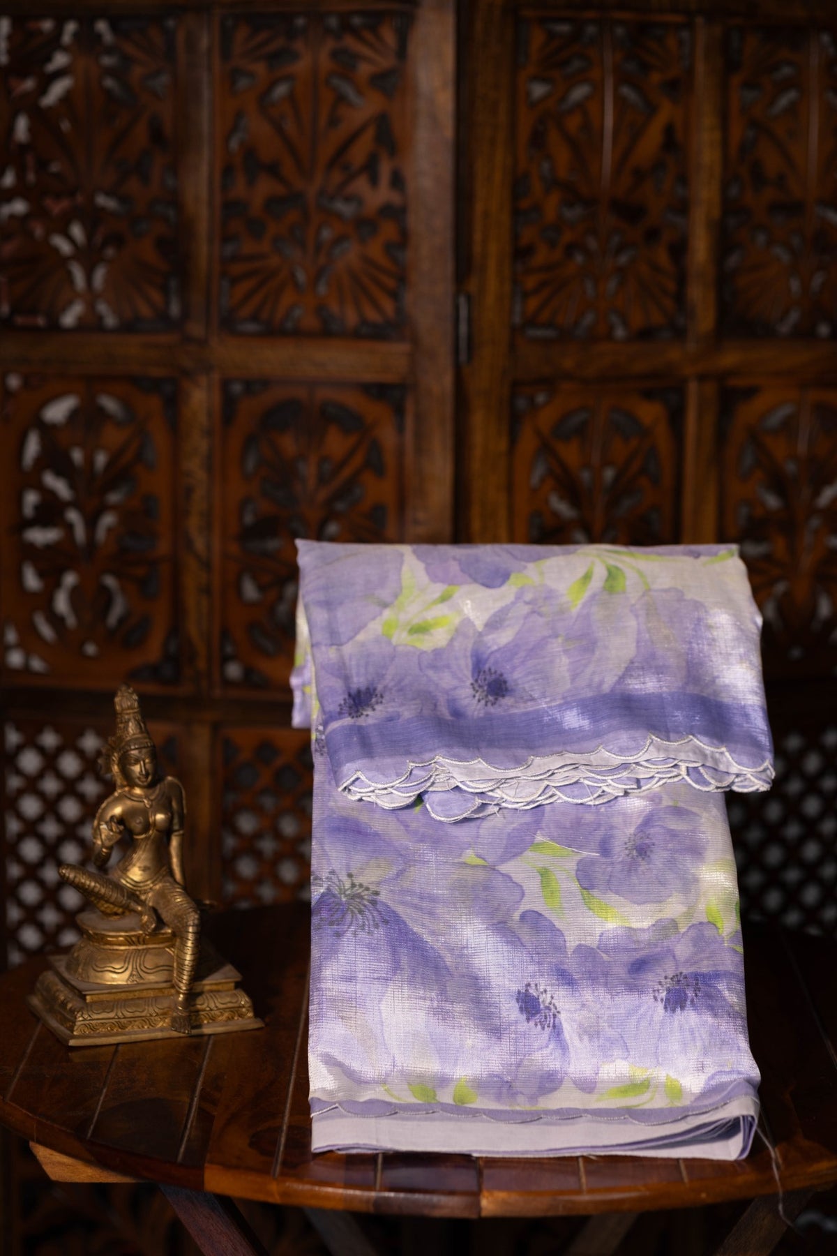 Mangalgiri Garden Saree - Lavender with White Floral