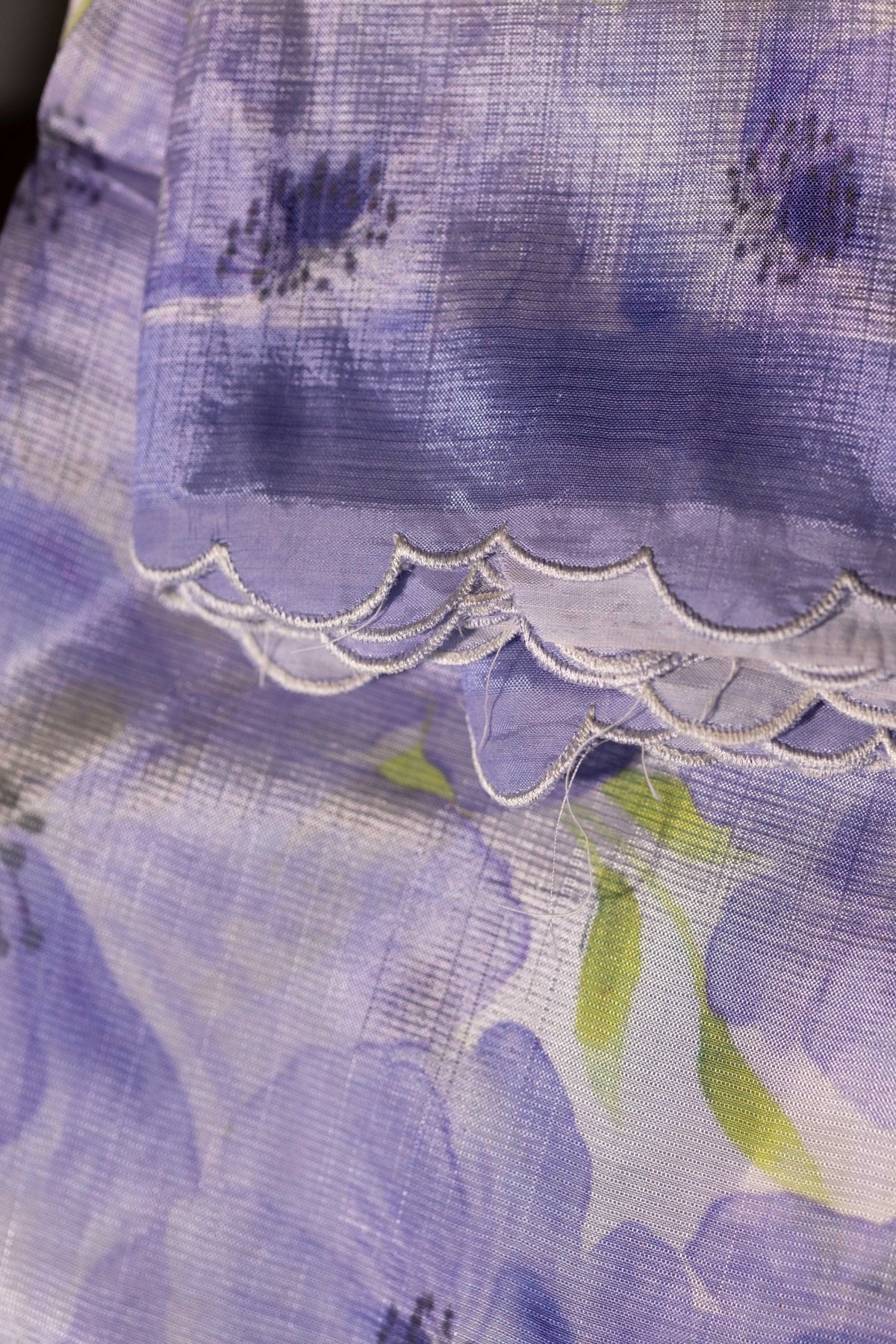 Mangalgiri Garden Saree - Lavender with White Floral