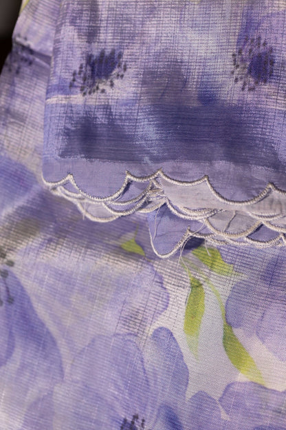 Mangalgiri Garden Saree - Lavender with White Floral