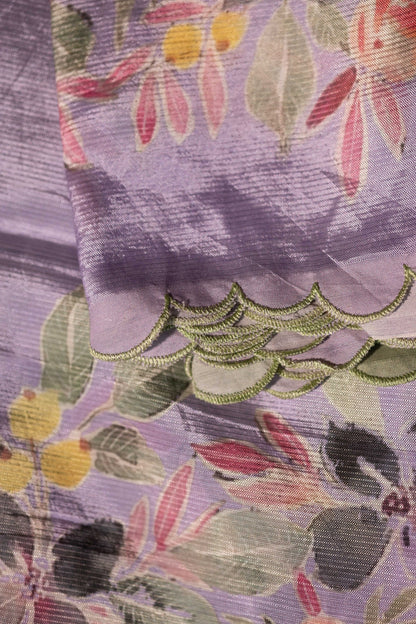 Mangalgiri Garden Saree - Lavender with Peach Floral