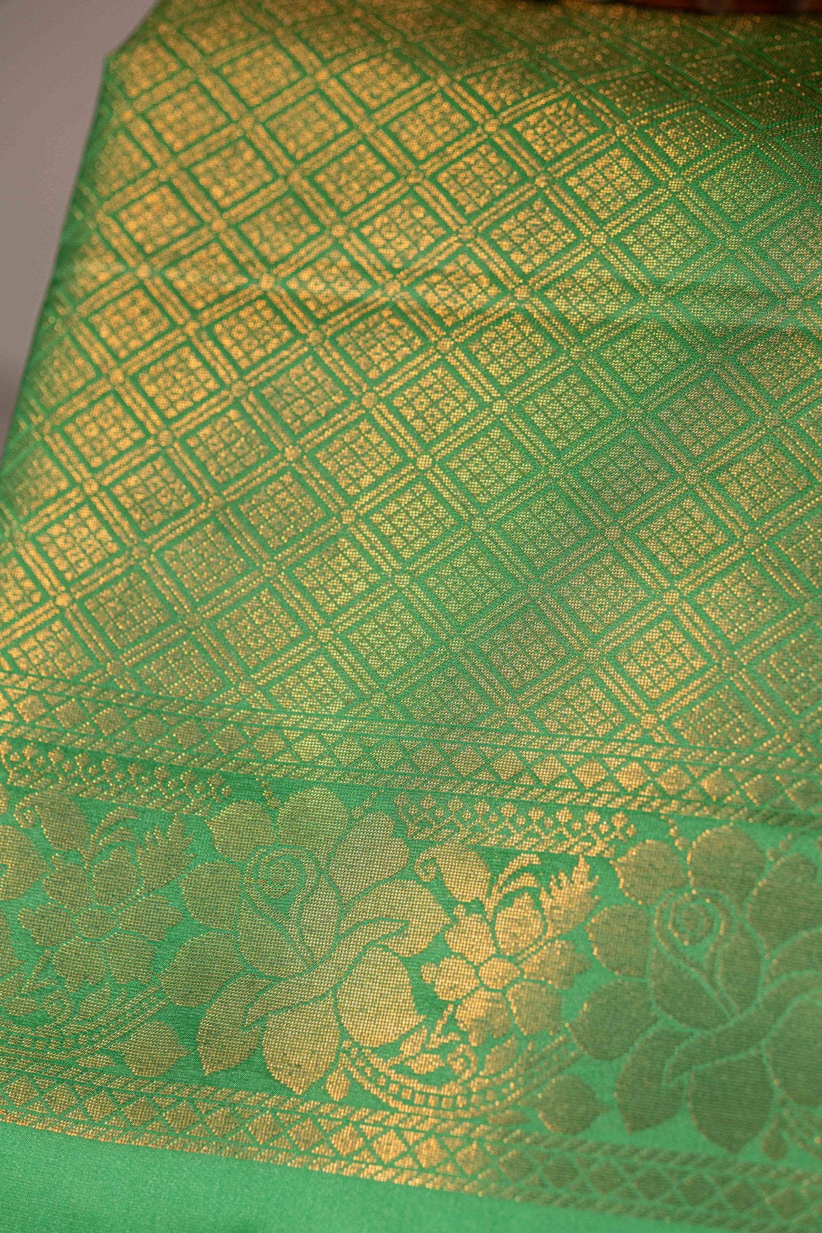 Pochampally printed Semi Soft Silk Saree -Leaf Green