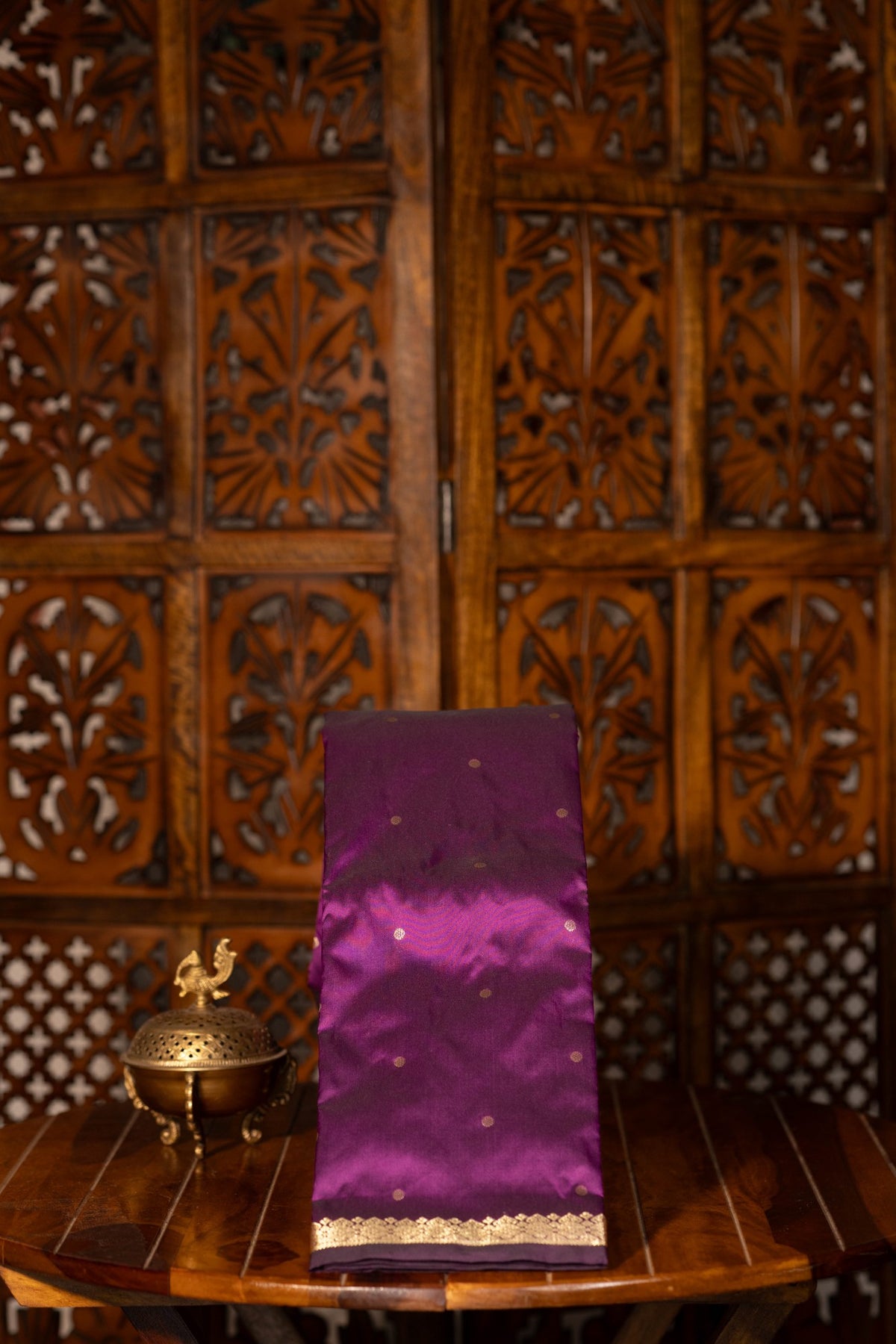 Mixed  Pure silk( Kanchi)  - Purple