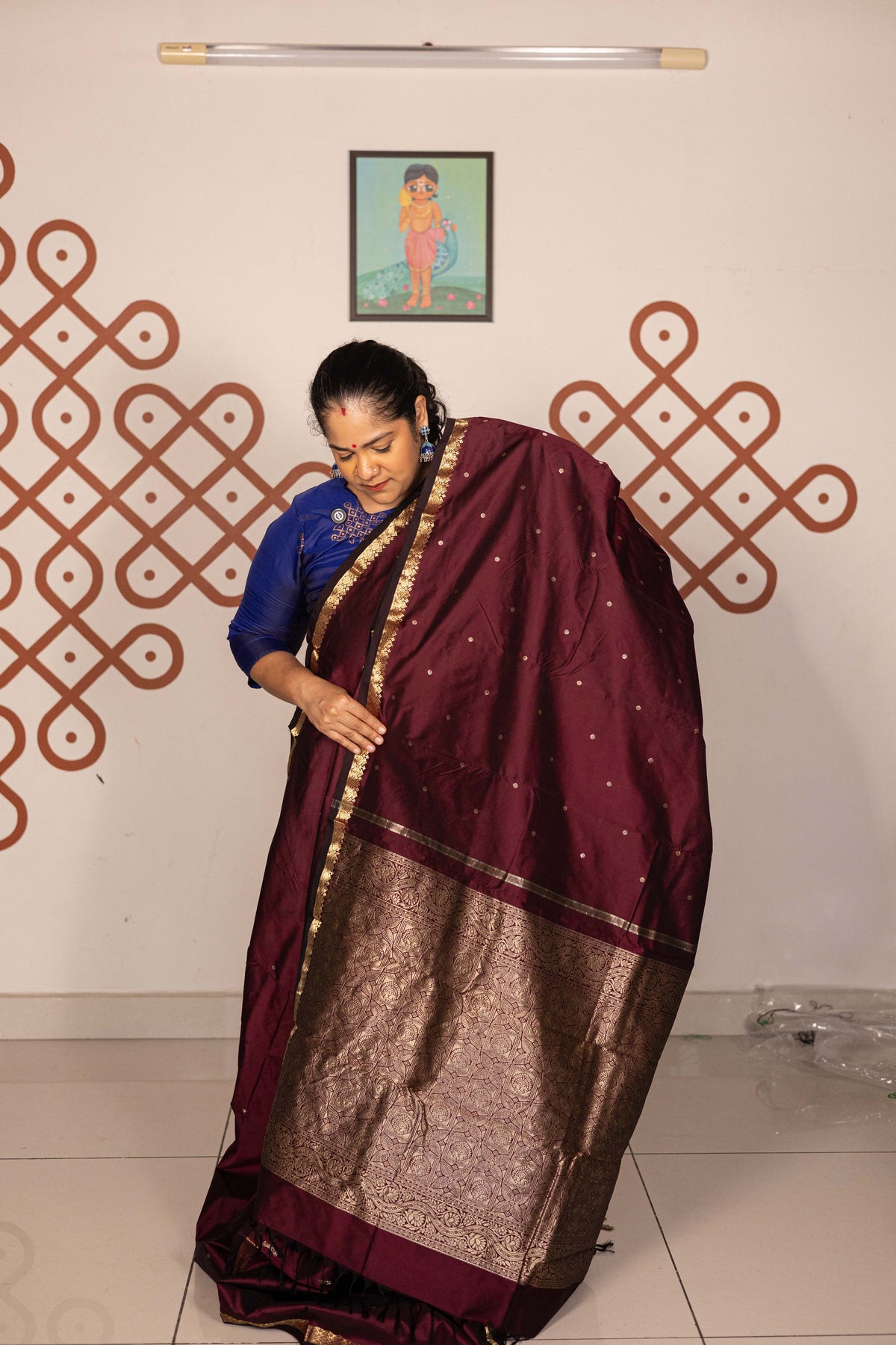 Mixed Pure Silk (Kanchi) - Wine
