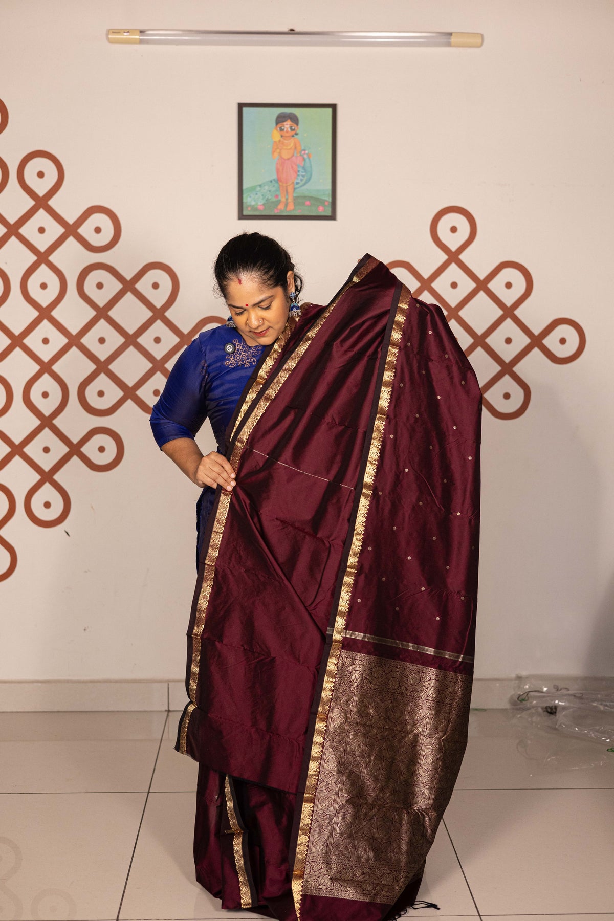 Mixed Pure Silk (Kanchi) - Wine