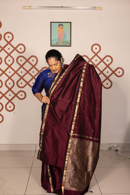 Mixed Pure Silk (Kanchi) - Wine