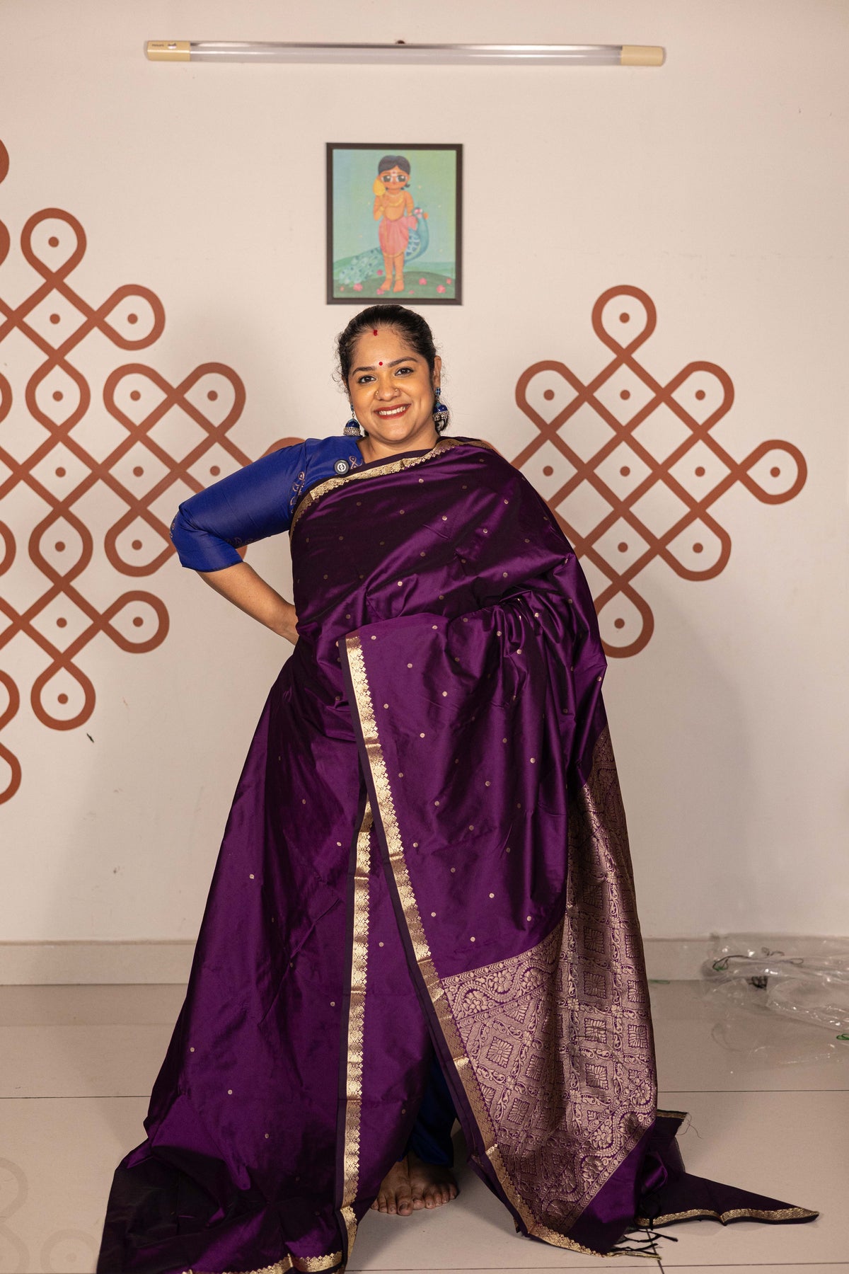 Mixed  Pure silk( Kanchi)  - Purple