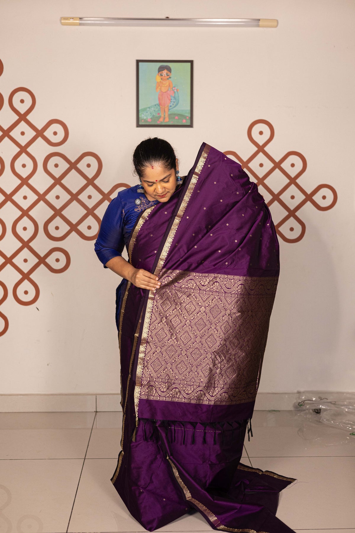 Mixed  Pure silk( Kanchi)  - Purple