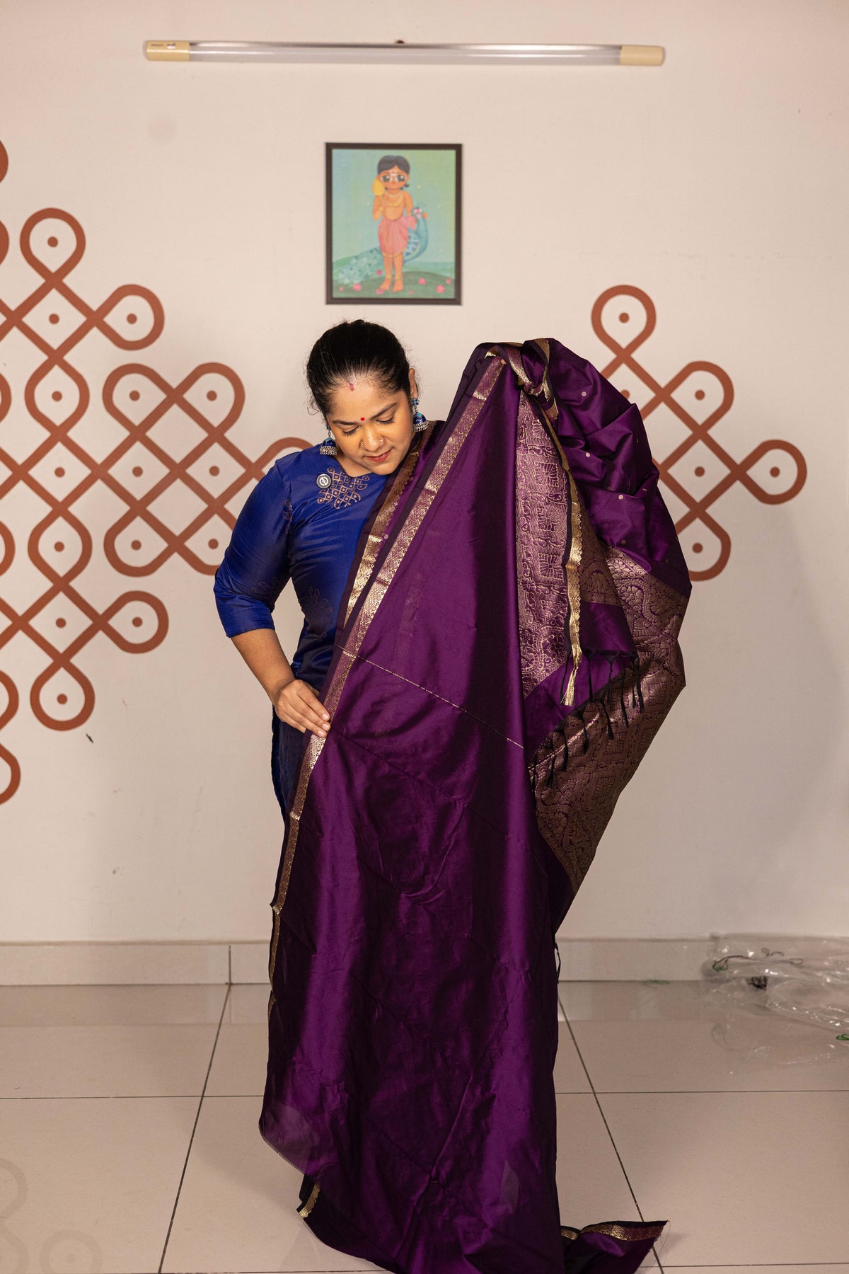 Mixed  Pure silk( Kanchi)  - Purple