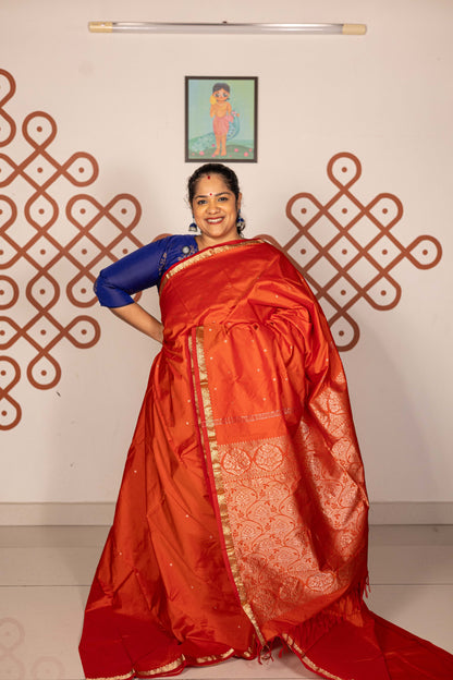 Mixed Pure Silk (Kanchi) - Fanta  orange
