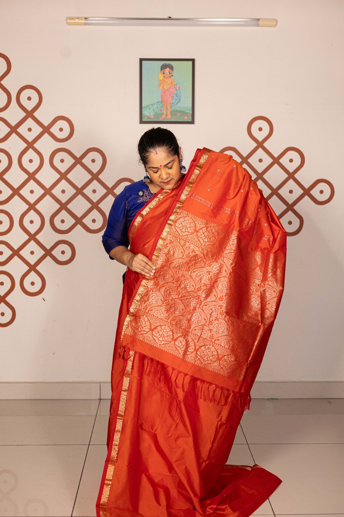 Mixed Pure Silk (Kanchi) - Fanta  orange