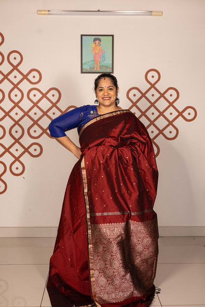 Mixed Pure Silk (Kanchi) - Rust Brown