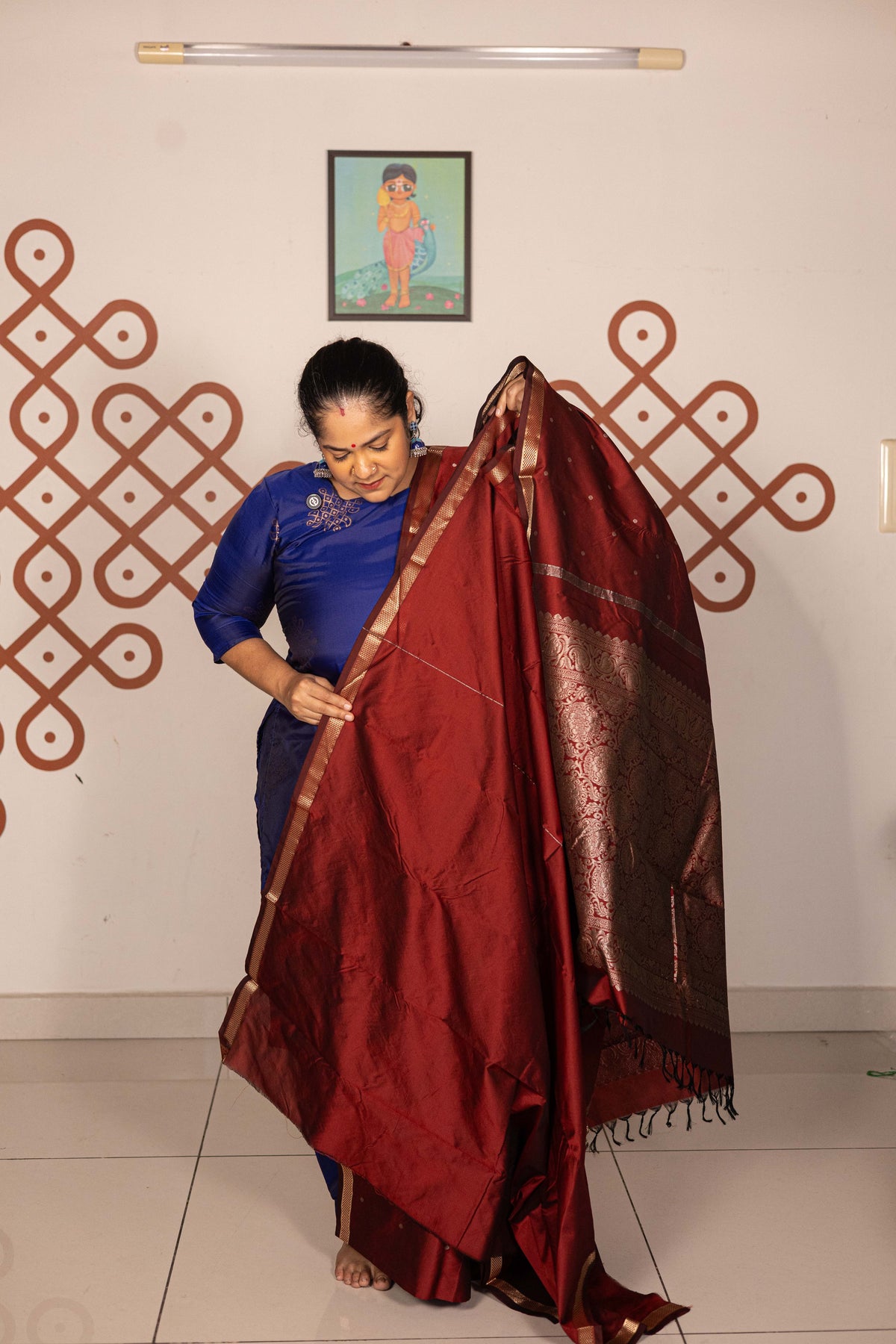 Mixed Pure Silk (Kanchi) - Rust Brown