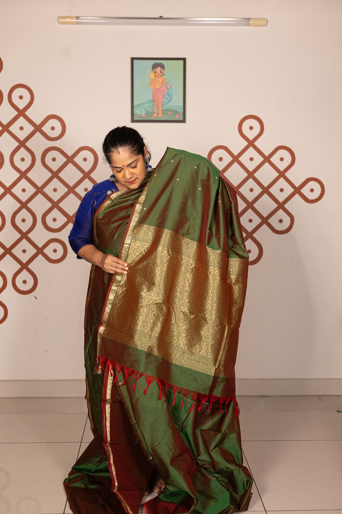 Mixed Pure Silk (Kanchi) -  Maathulir green