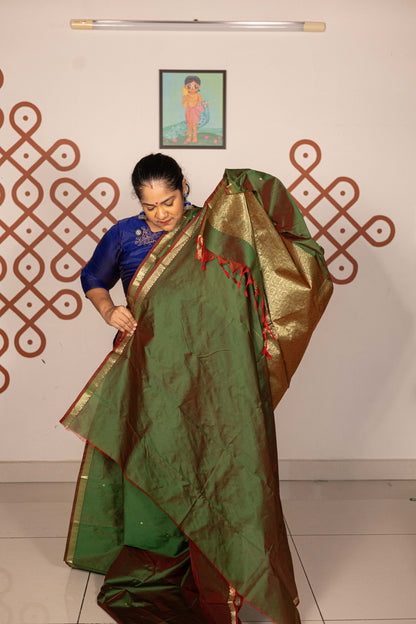 Mixed Pure Silk (Kanchi) -  Maathulir green