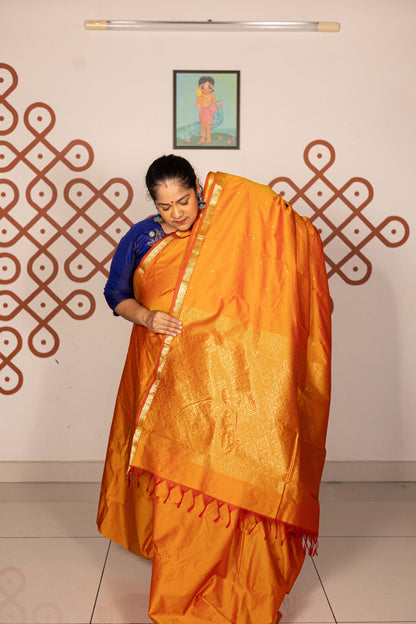 Mixed Pure Silk (Kanchi) -  Mango Yellow