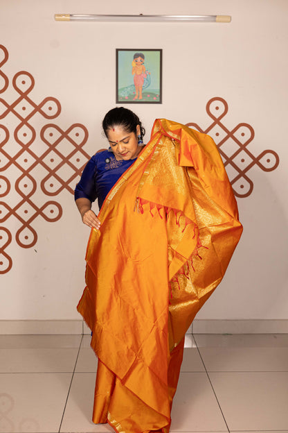 Mixed Pure Silk (Kanchi) -  Mango Yellow