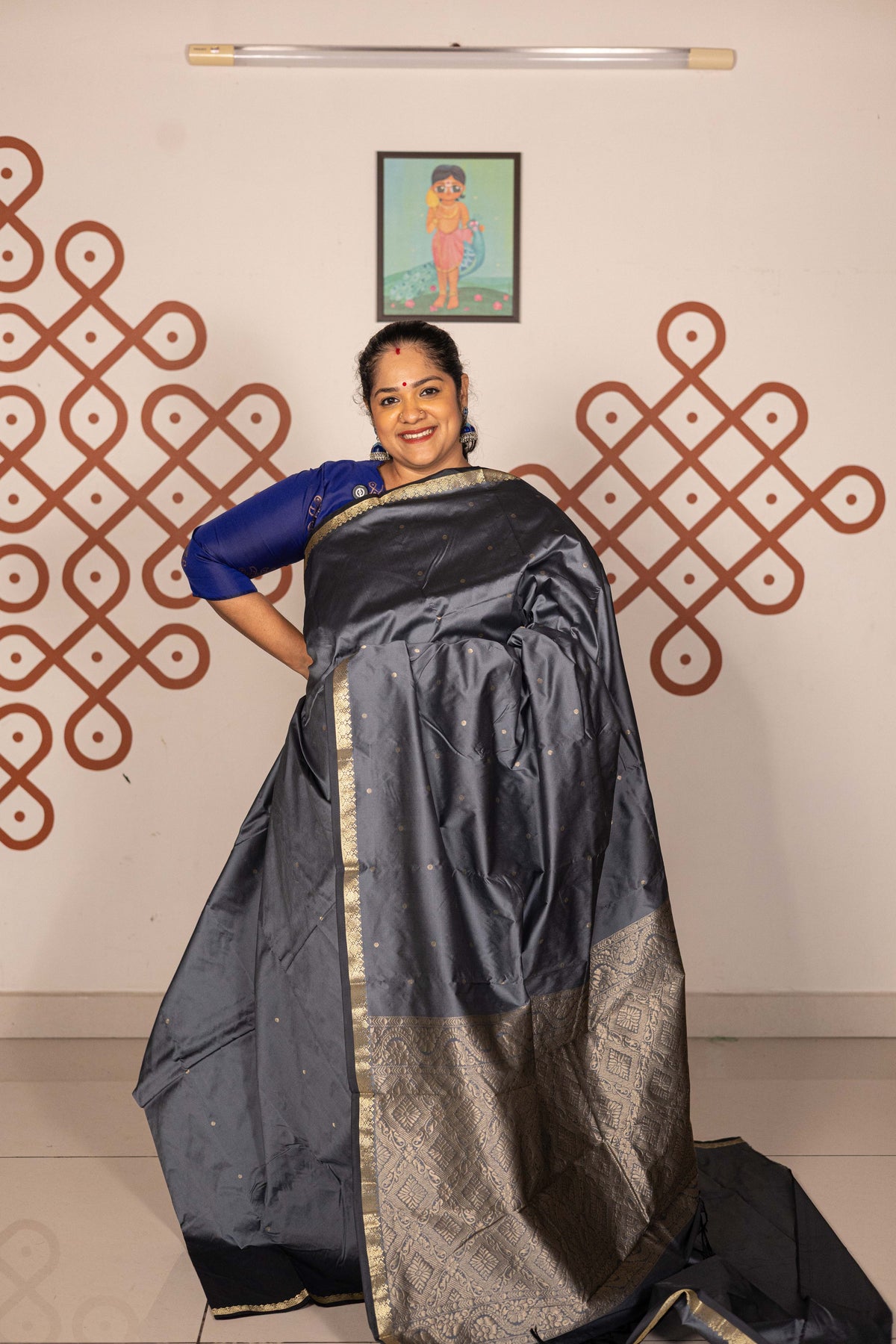 Mixed Pure Silk (Kanchi) - Elephant grey