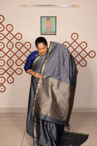 Mixed Pure Silk (Kanchi) - Elephant grey