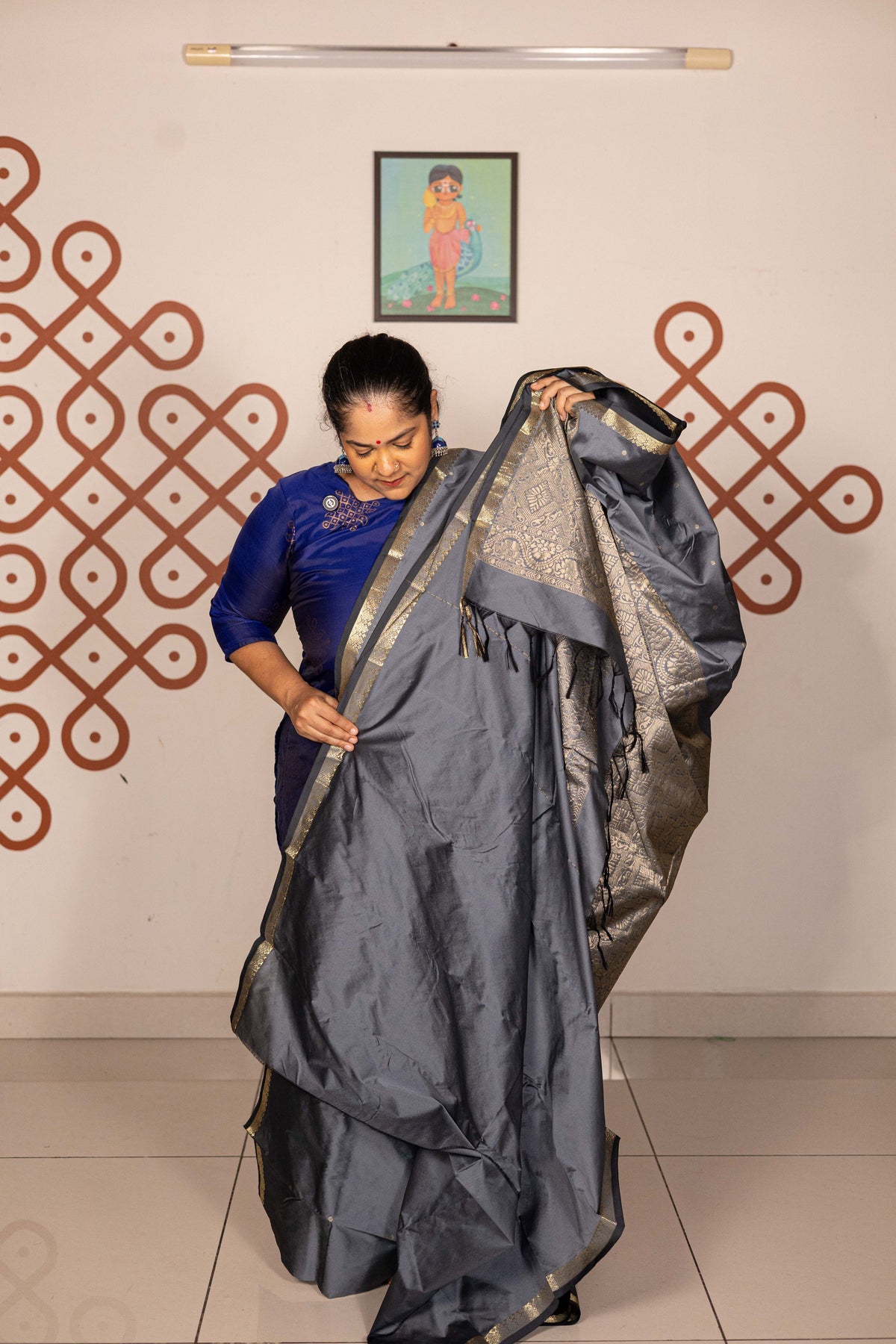 Mixed Pure Silk (Kanchi) - Elephant grey