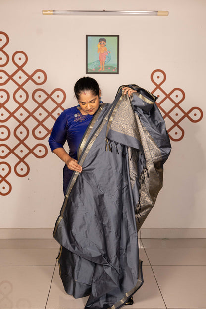 Mixed Pure Silk (Kanchi) - Elephant grey