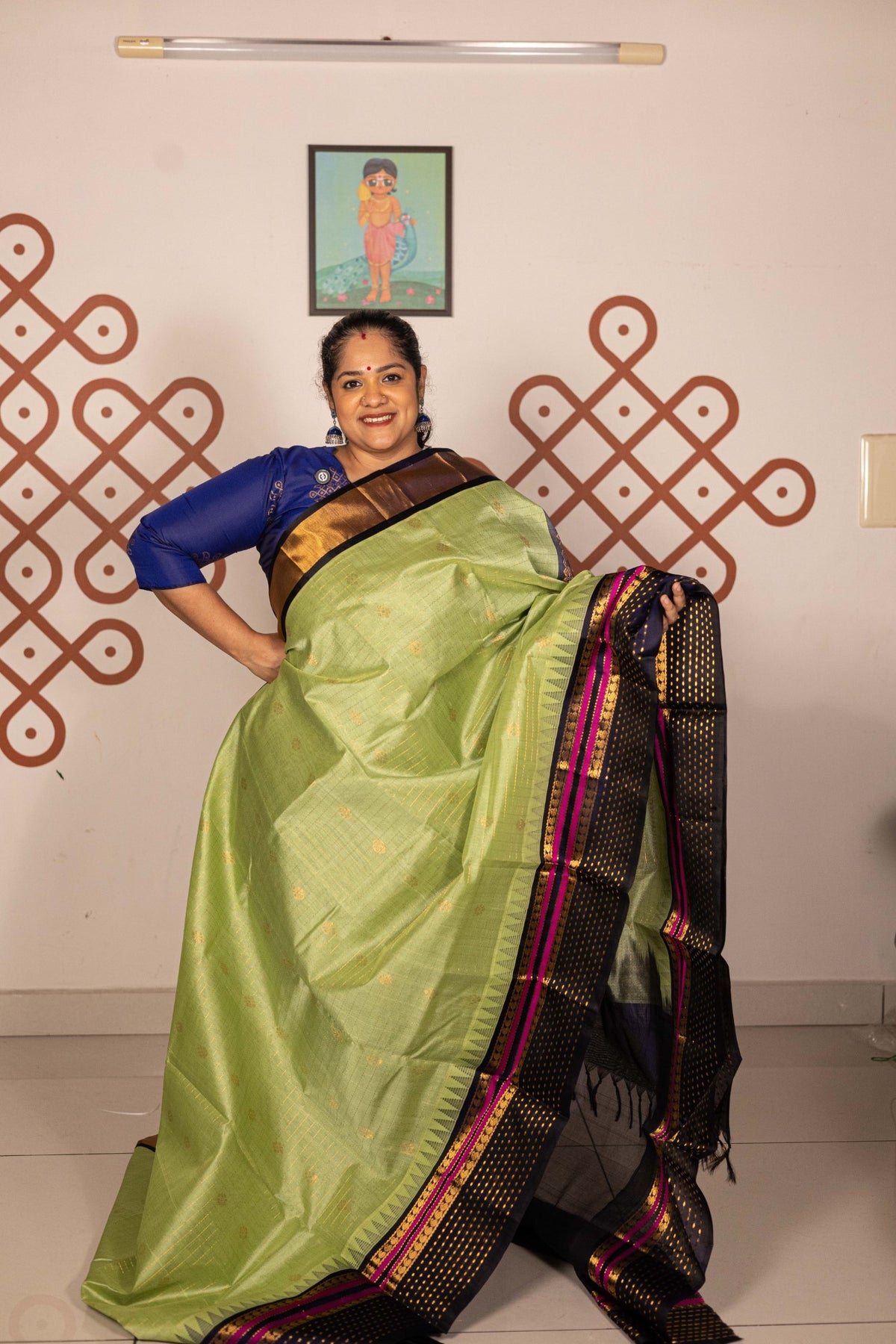 Korvai Kattam with Pista & Navy Blue